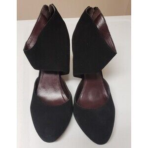 Report Signature Black 100% Suede Ankle Strap Block Heel Shoes PO Exc Sz 10